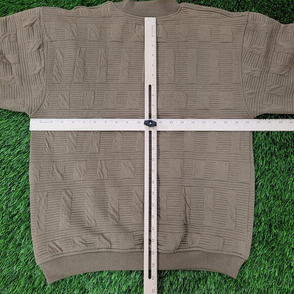 Vintage 90s Korman MOD Cable Sweater Medium 20x23 Crop Taupe - Picture 3 of 14